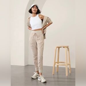 NWOT ATHLETA Attitude Mid Rise Jogger Abalone Beige Pants